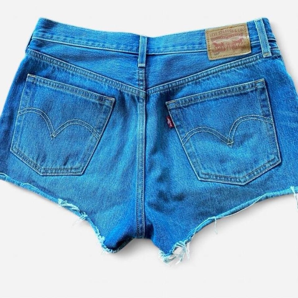 Levi’s 501’s Med. Blue Distressed Frayed Shorts